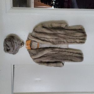 Mink coat cerulean emba natural mink double fur collar